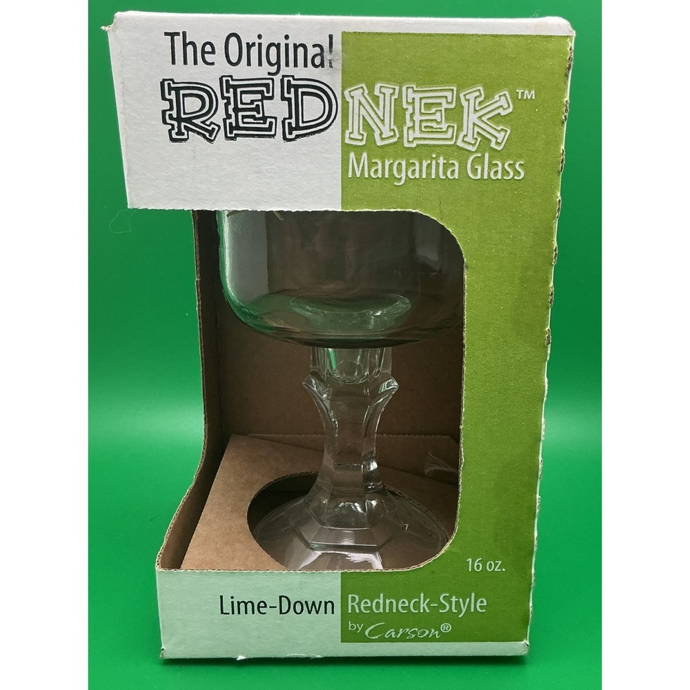 The Original Rednek Margarita Glass 16 Oz Lime Down Redneck Style‎ NEW In Box